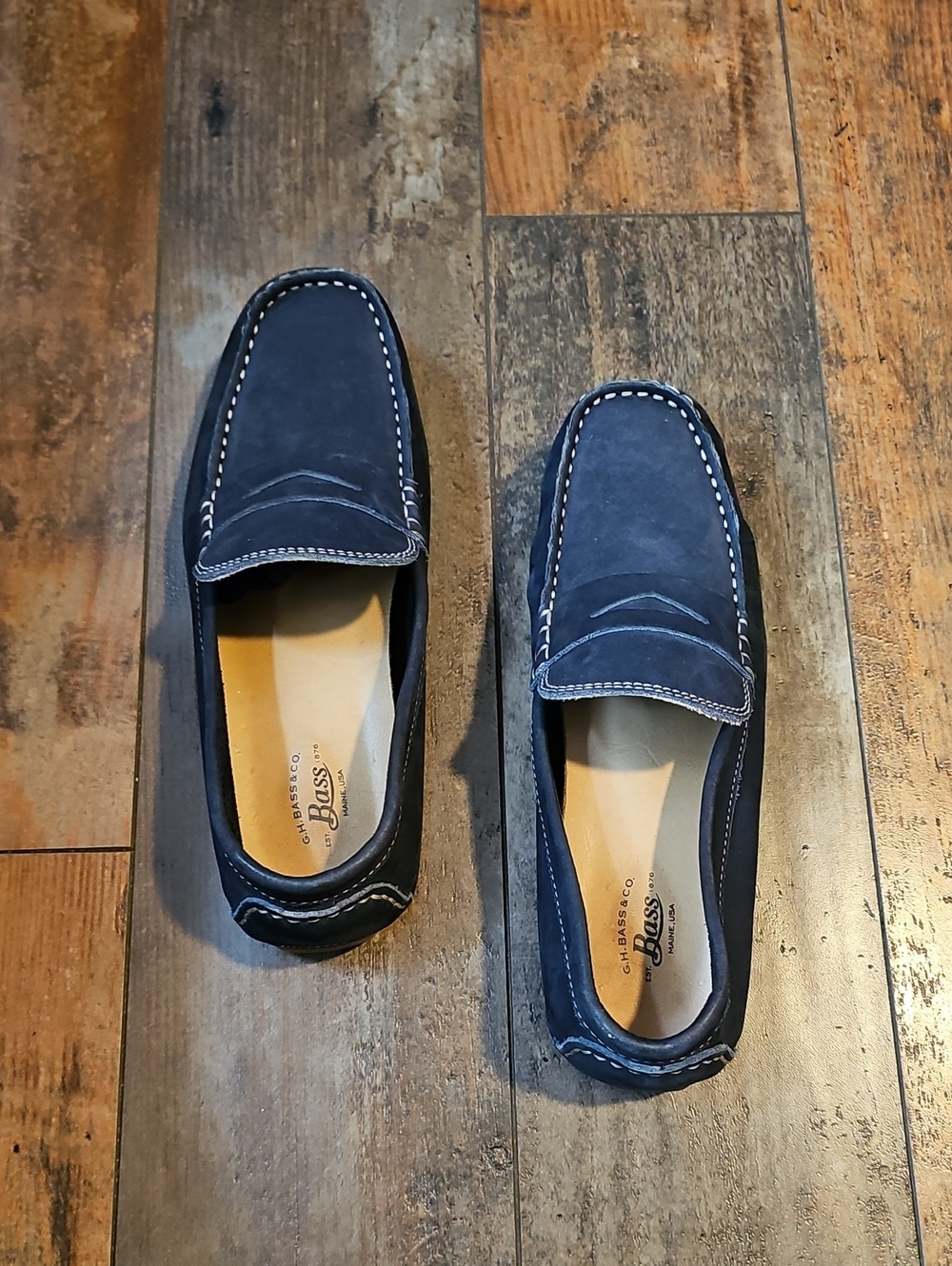 Bass Boys' Navy Blue Suede Penny Loafers